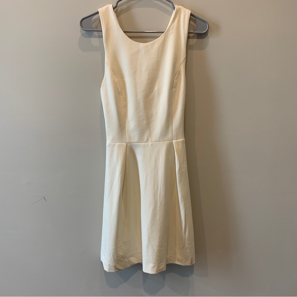 Amanda Uprichard // white fit and flare buckle strap mini dress size small dr1